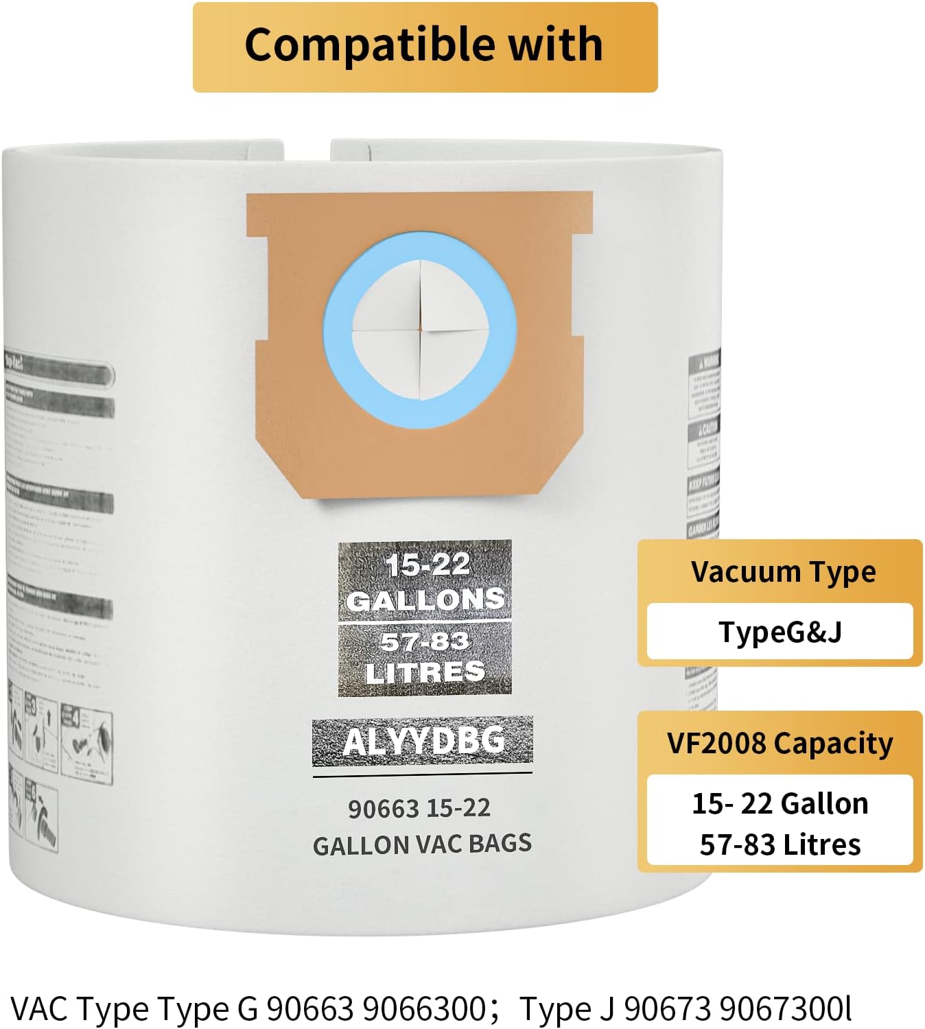 5 PCS Shop Vac Bags 5-8 Gallon Type E/H 90661 90671 Vac Bags by ALYYDBG