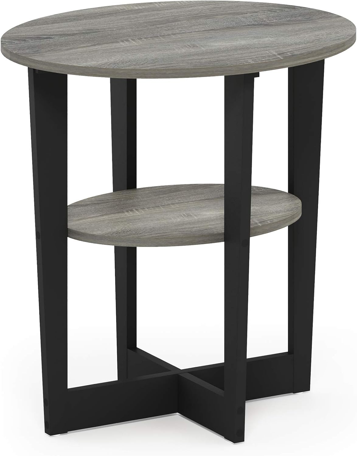 Furinno SIMPLE DESIGN Side Table, 2-Tier Modern End Table with Soft Edges, Open Shelves Night Stand, Bedside Table, for Living Room, Bedroom, French Oak
