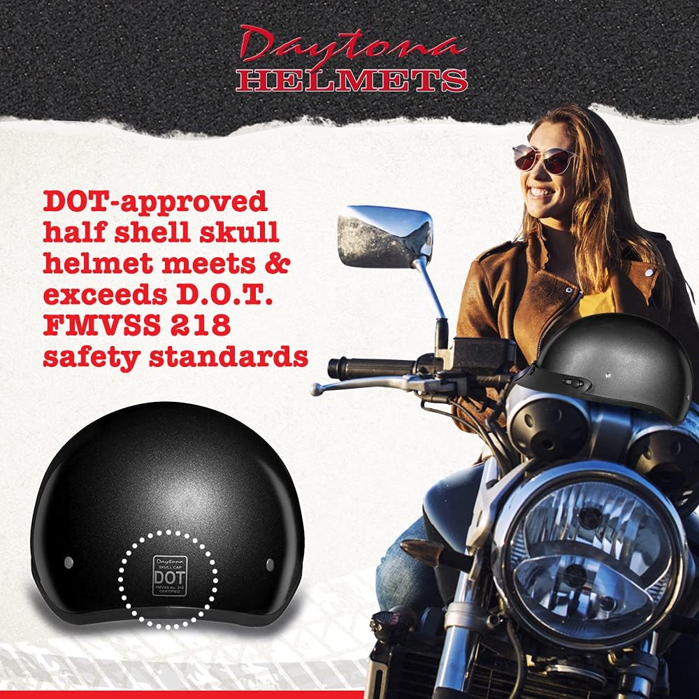Motorcycle Helmet Half Skull Cap - Lightweight & Stylish DOT Approved Helmets for Adults - Perfect for Men and Women Riders - Comfortable & Secure Fit- Stylish Protection for Everyday Riding