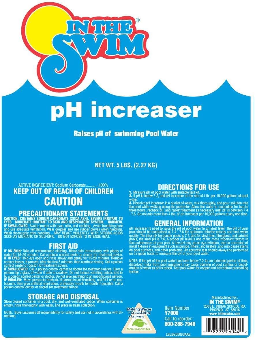 In The Swim pH Increaser for Pools - 5 Pounds | Granular 100% Sodium Carbonate (Soda Ash) to Raise pH Up