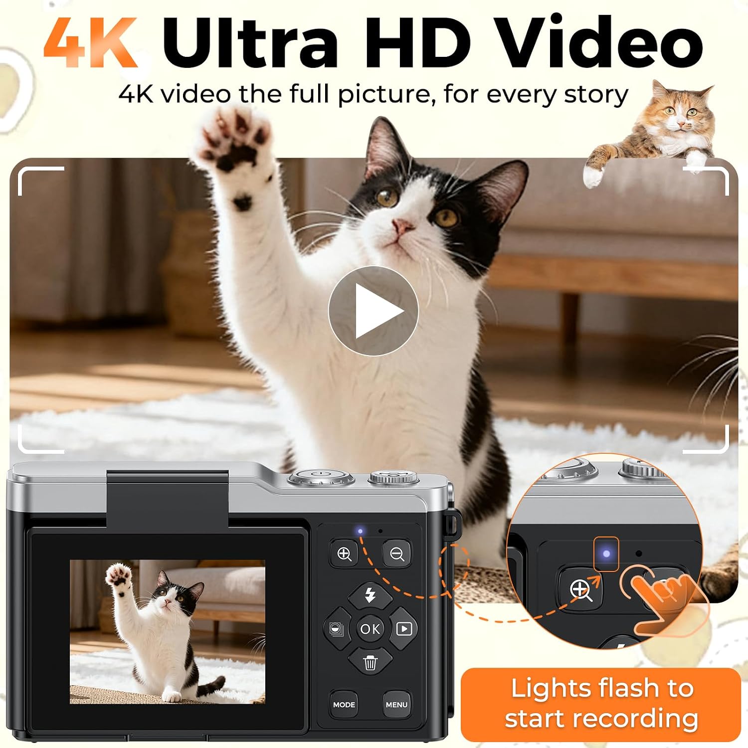 MaxMango Digital Camera, 64MP & 2.4'' Vlogging Camera for Beginners