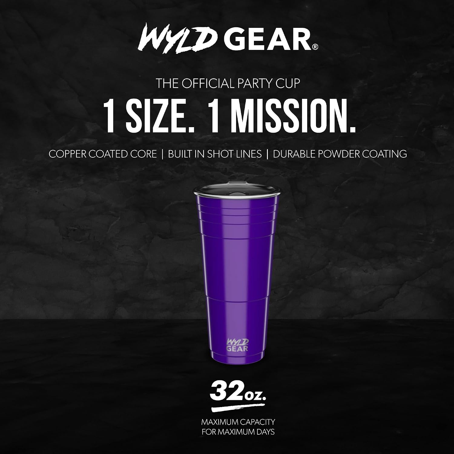 Wyld Gear Party Cup 24oz Red Stainless Steel Reusable Metal Cup with Lid