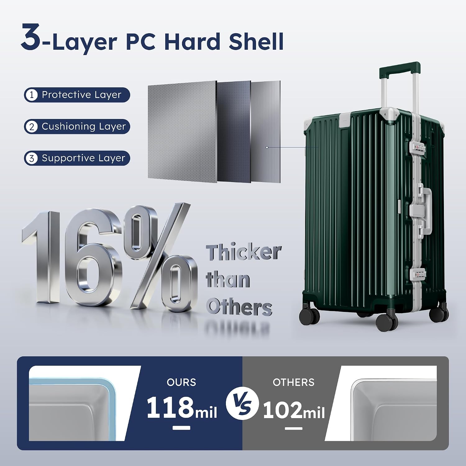 ALPHA CAMP Trunk Luggage 28 Inch with Aluminum Frame Zipperless Suitcase | Large Checked Thickened 3-Layer PC Hardside Luggage with TSA Lock,Charging Port,Cup Holder and Spinner Wheels for Travel