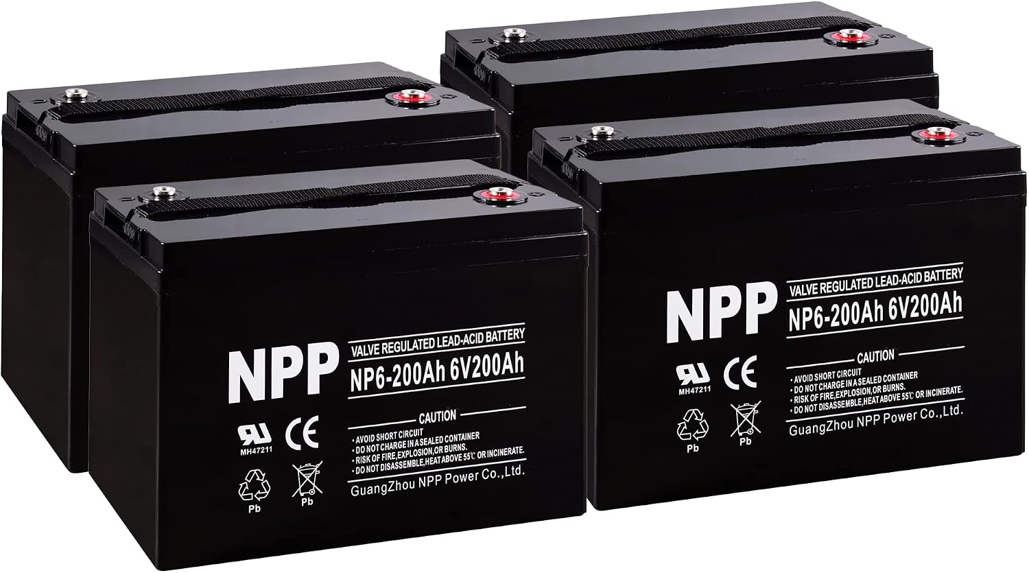 NPP 6V 225Ah AGM SLA Battery with T16 (M8) Terminal for Golf Cart (2 Pcs)