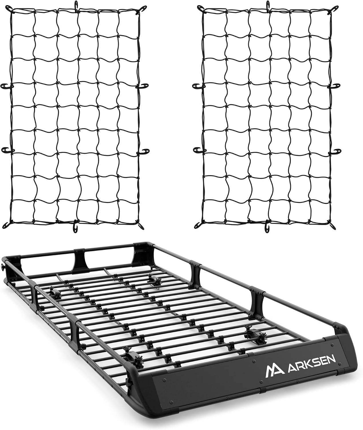 2-in-1 Foldable Fairing Roof Rack Cargo Basket (Deflector & Flat Mode), 64" x 39" Heavy Duty Steel Rooftop Carrier, 250 lbs Max Load, Fits SUV Truck Pickup for Kayaks, Canoes & Luggage