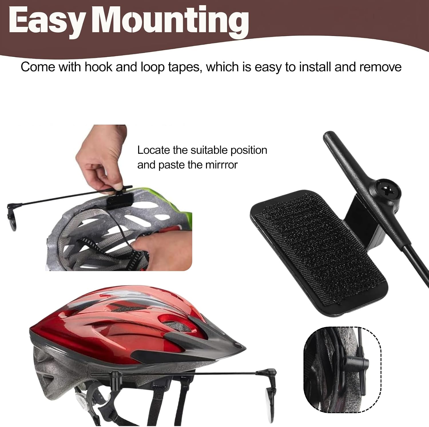 Biking Mirror for Helmet Helmet Mirror, Helmet Safety Rearview Mirror, Mountain Road Cycling Rear View Mirror for All Helmet Sizes