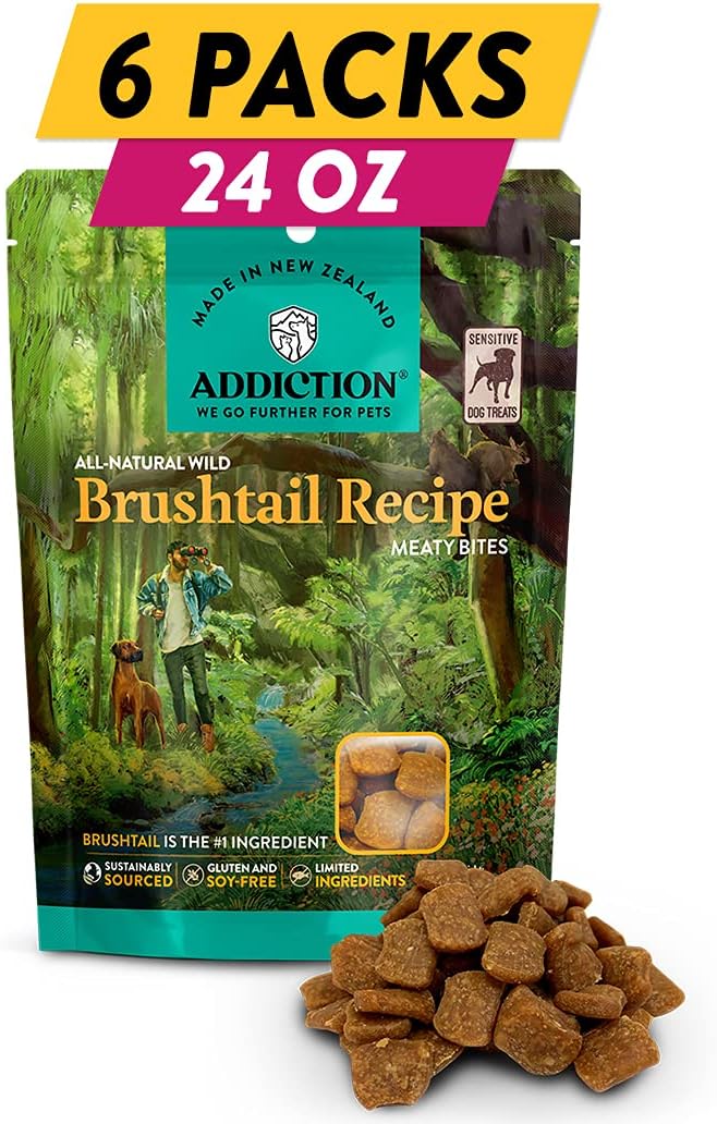 Addiction Venison Recipe Meaty Bites, All Natural Free Range Grain Free High Meat Dog Treats, 4 Oz.
