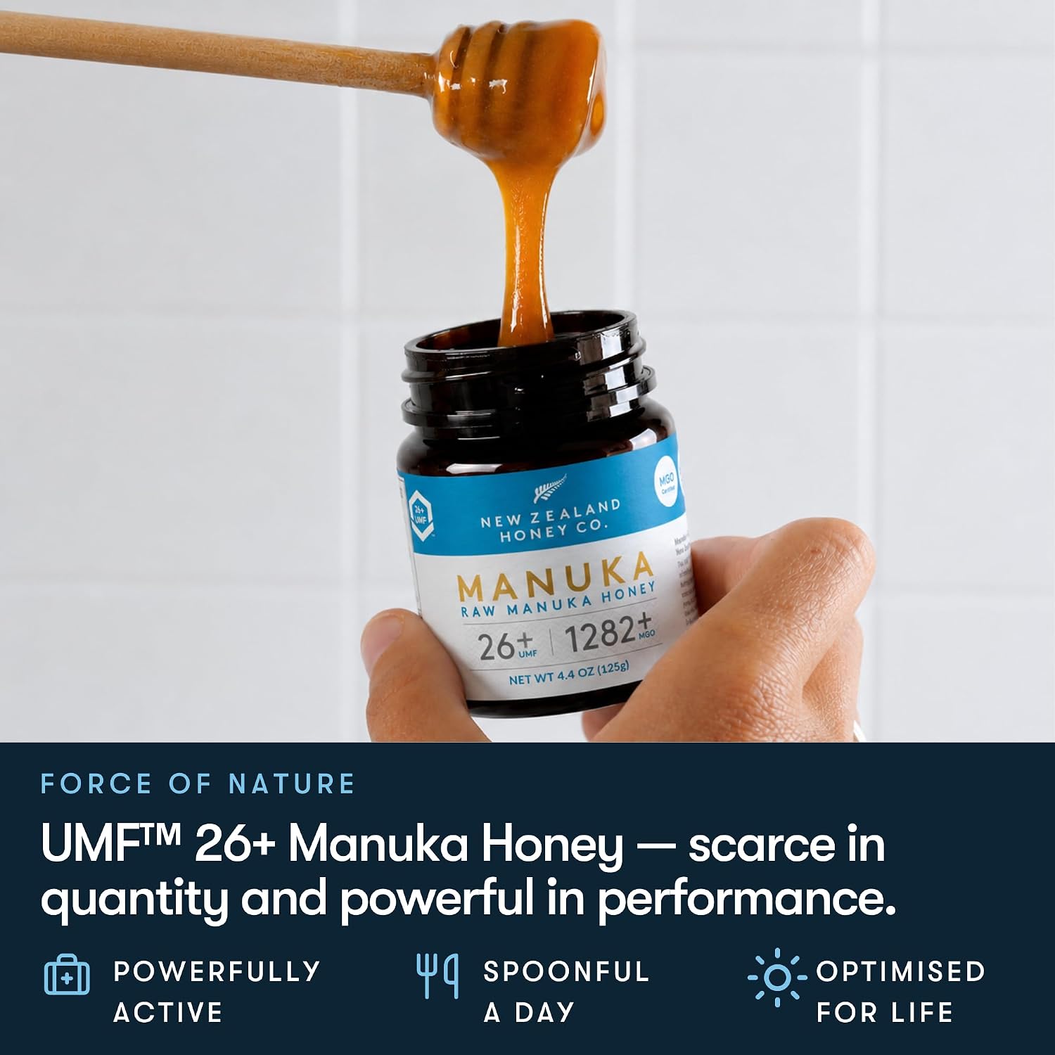 Raw Manuka Honey UMF 26+ MGO 1282+, UMF Certified, 3rd Party Tested, 8.8oz