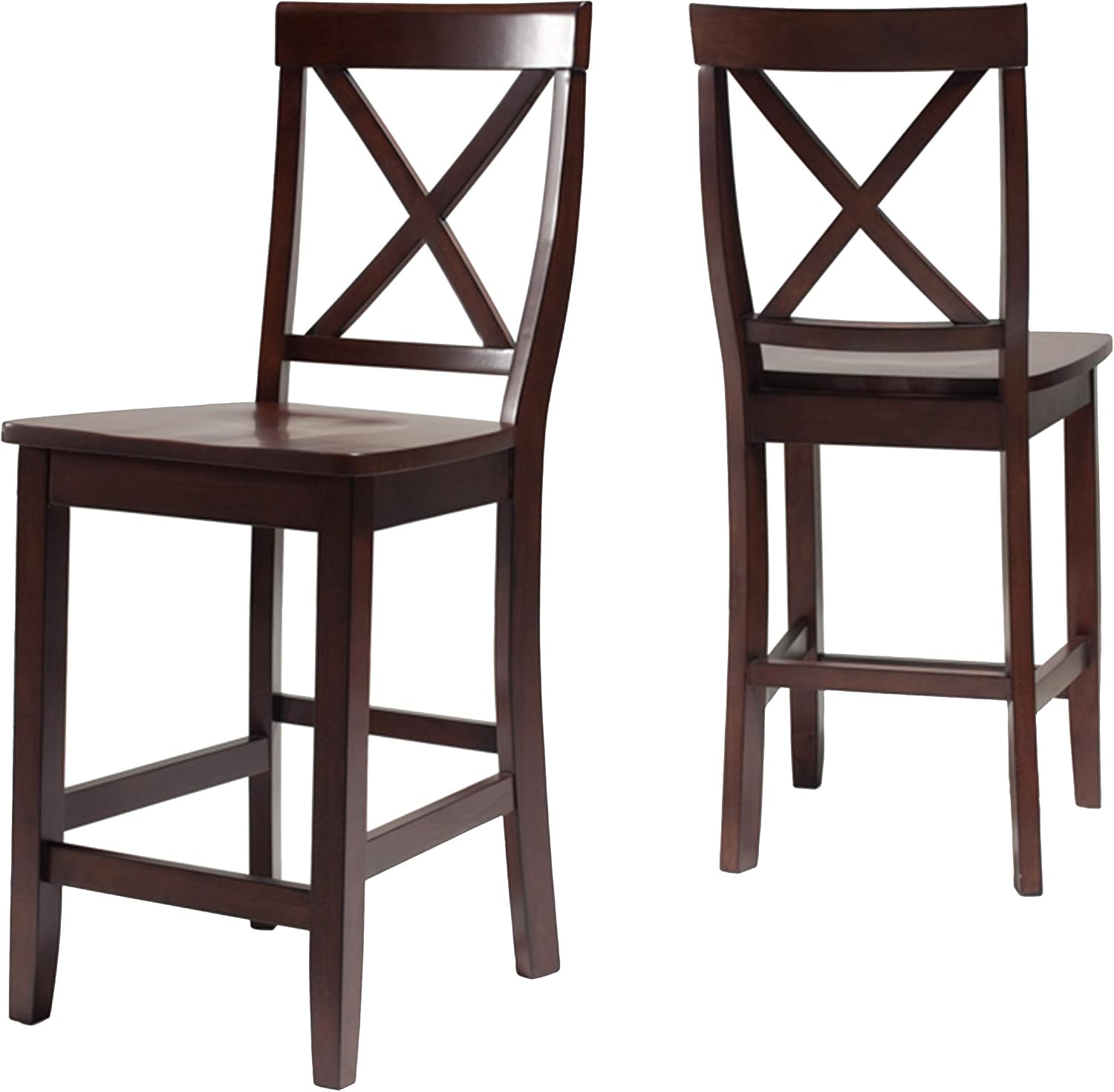 Crosley Furniture X-Back Wood Bar Stools Set of 2, Black, 30-inch