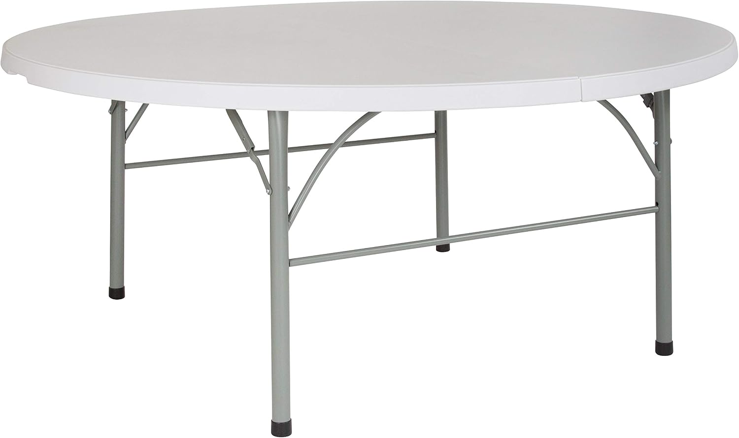 Flash Furniture 5-Foot Round Bi-Fold White Plastic Folding Table | Lightweight, Easy Storage, Commercial Grade, Carrying Handle