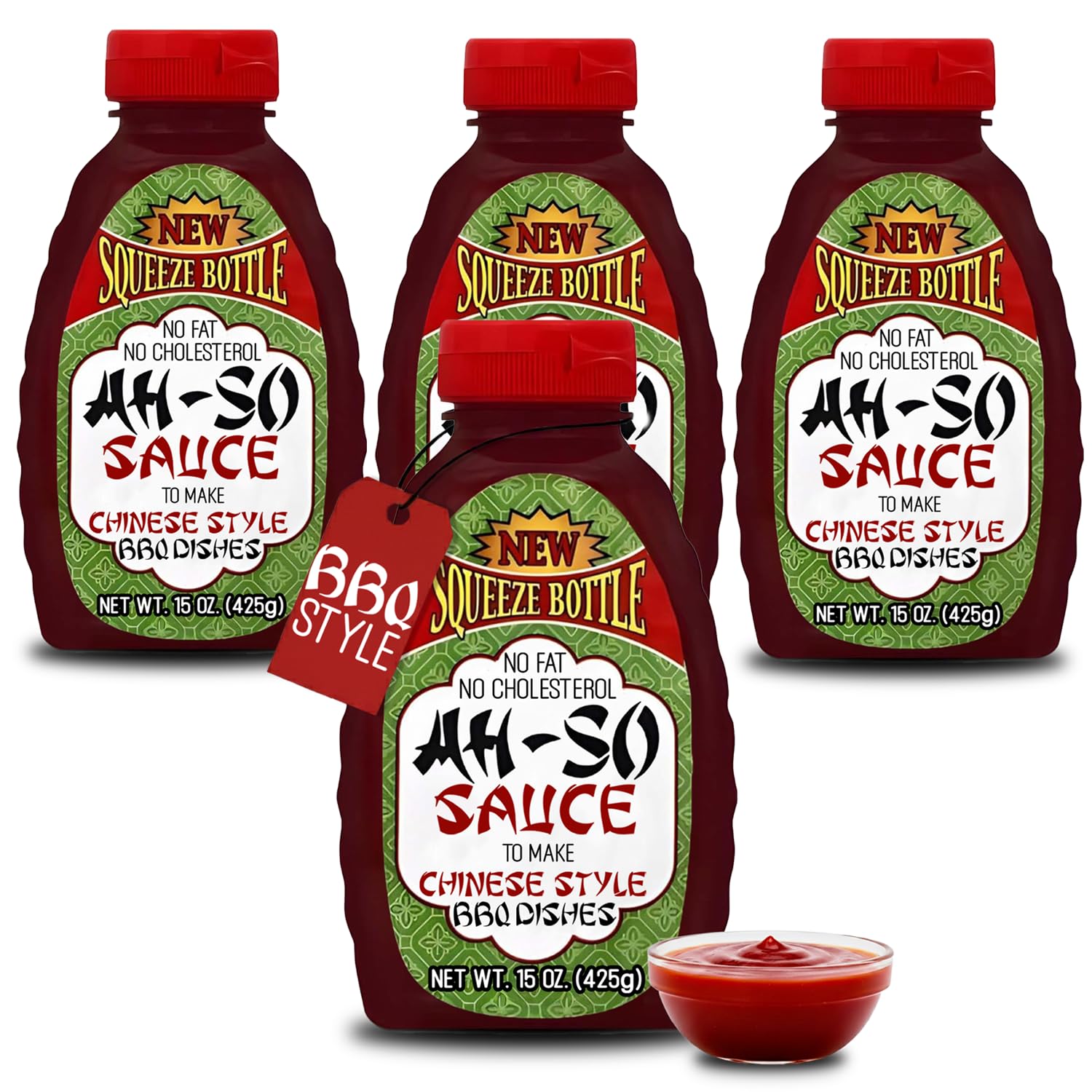 Ah-So Chinese-Style BBQ Sauce, Red Rib 15 oz Squeeze Bottle – Sweet & Tangy Spare Rib Marinade and Glaze for Pork, Chicken & Wings; Classic Takeout Flavor, Ready to Use.