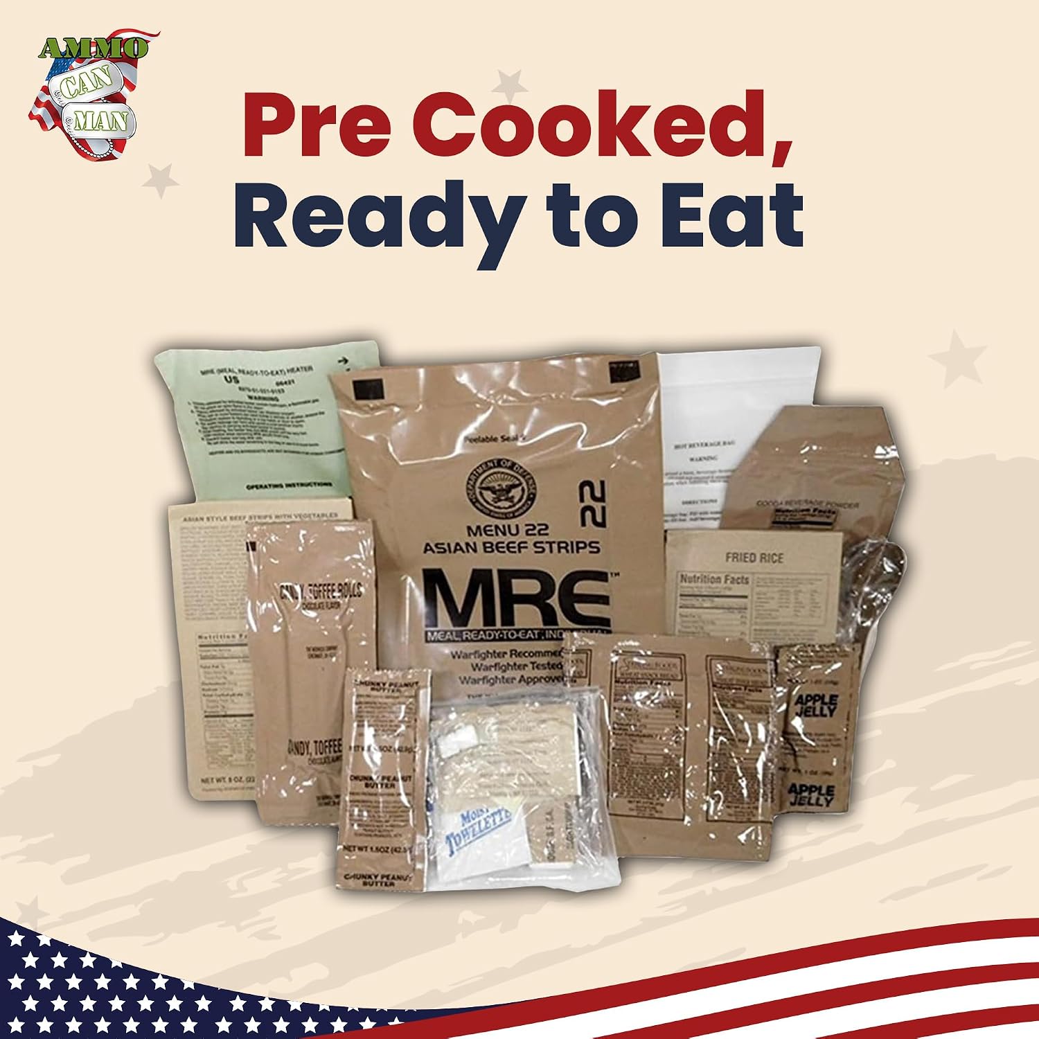 U.S. Military MRE 12-Pack, Flameless Heaters, Freeze Dried, 2023 Inspection | Genuine Military MRE with Flameless Heaters, Entree & Side Dishes