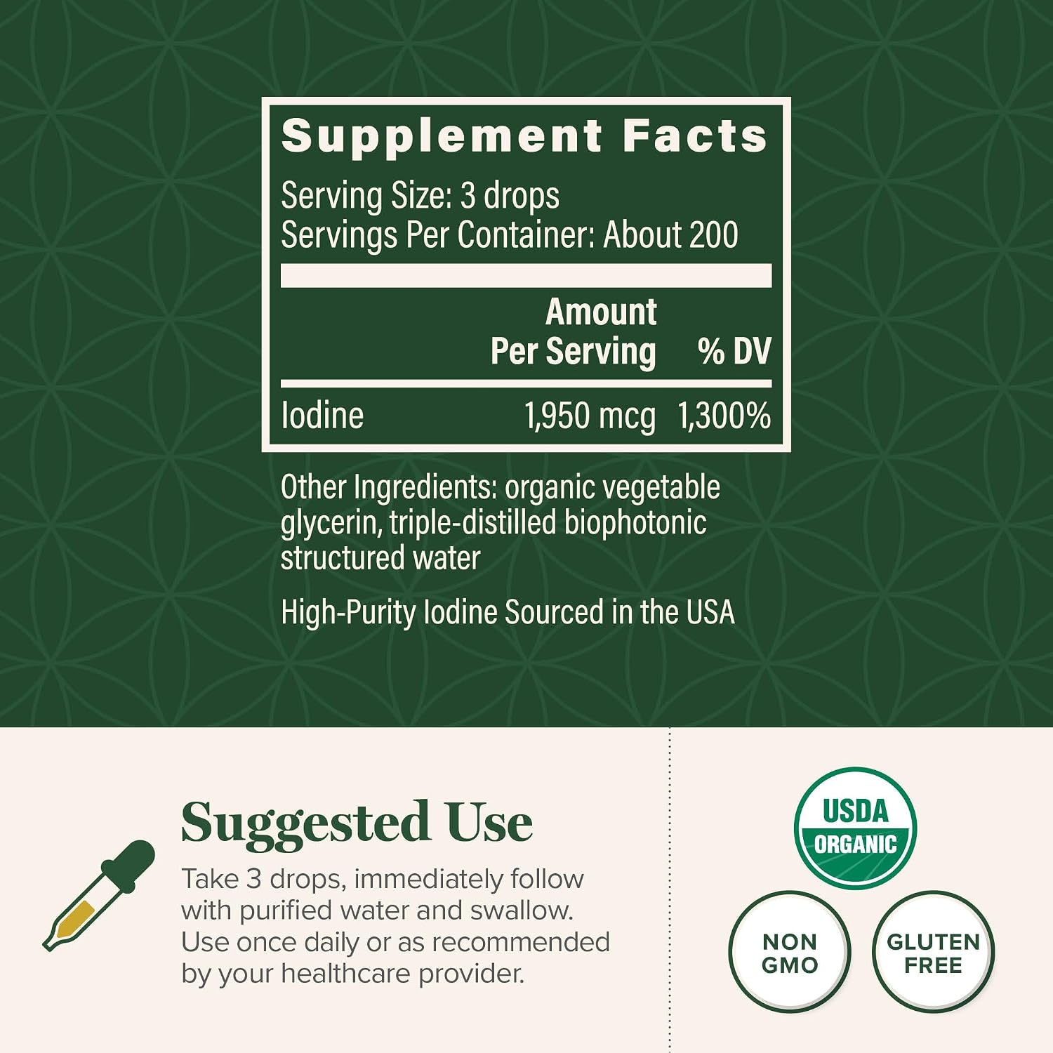 Global Healing Center - Detoxadine - Organic Nascent Liquid Iodine Supplement Drops for Thyroid Support, Detox Cleanse, and Metabolism - Non-GMO