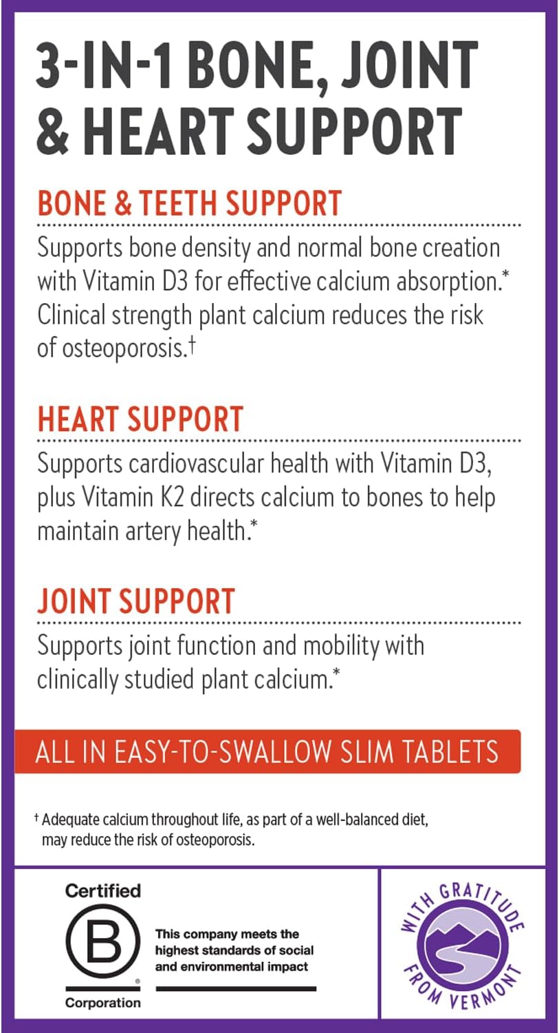 New Chapter Bone Strength Take Care - Bone & Heart Health Supplement - Clinically Studied Plant Calcium from Red Marine Algae - Vegan, Organic, Gluten Free & Kosher - 60 Slim Tablets