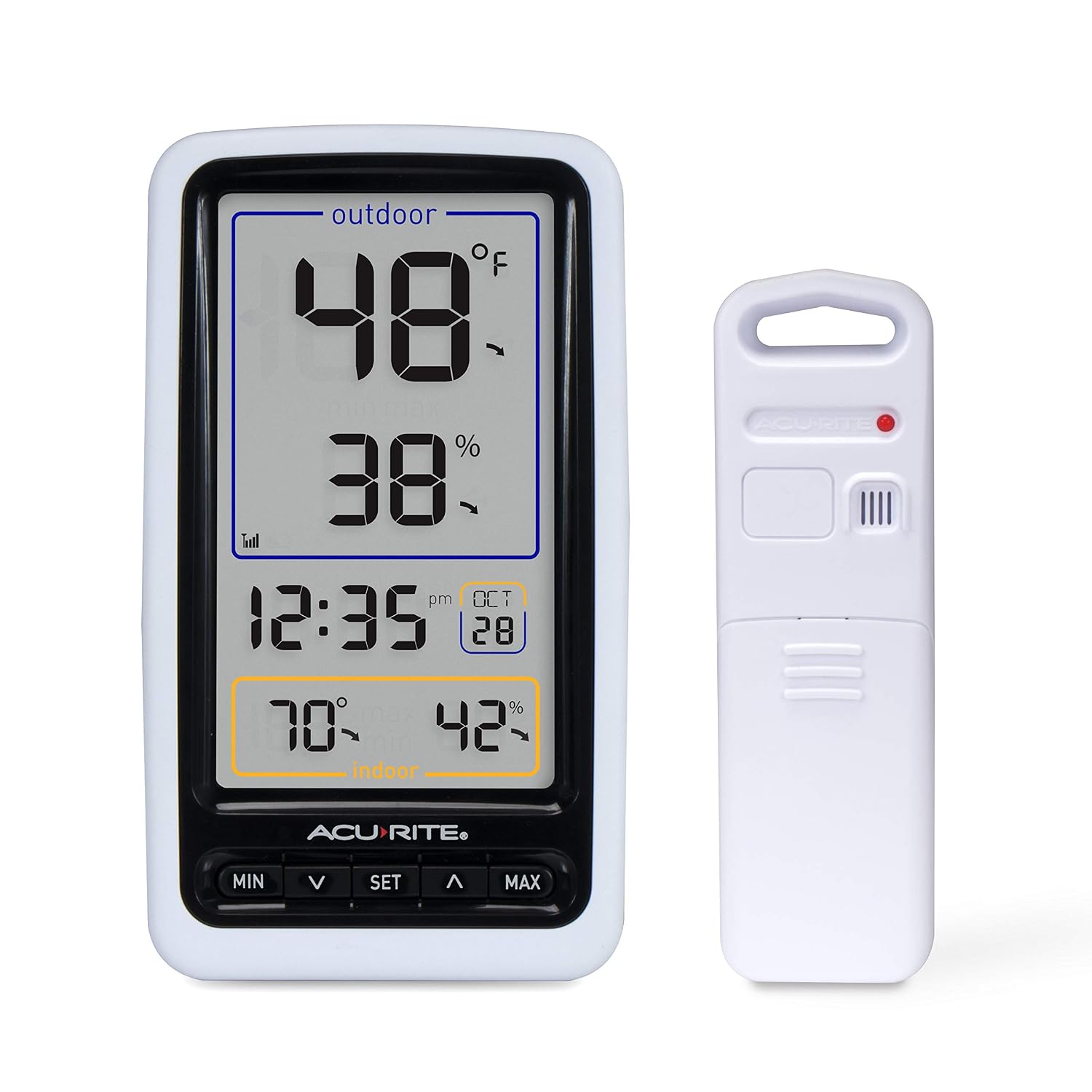 AcuRite Digital Thermometer with Indoor, Outdoor Temperature and Daily High and Lows (00424CA), White