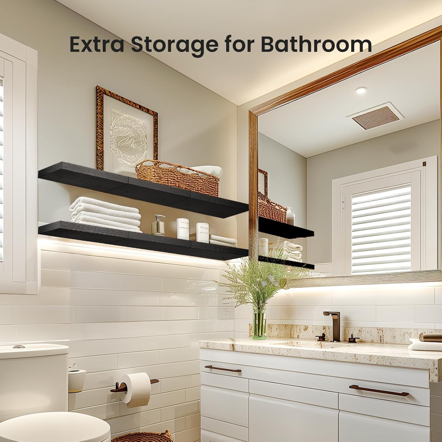 AMADA HOMEFURNISHING Floating Shelves, Wall Shelves for Bathroom/Living Room/Bedroom/Kitchen Decor