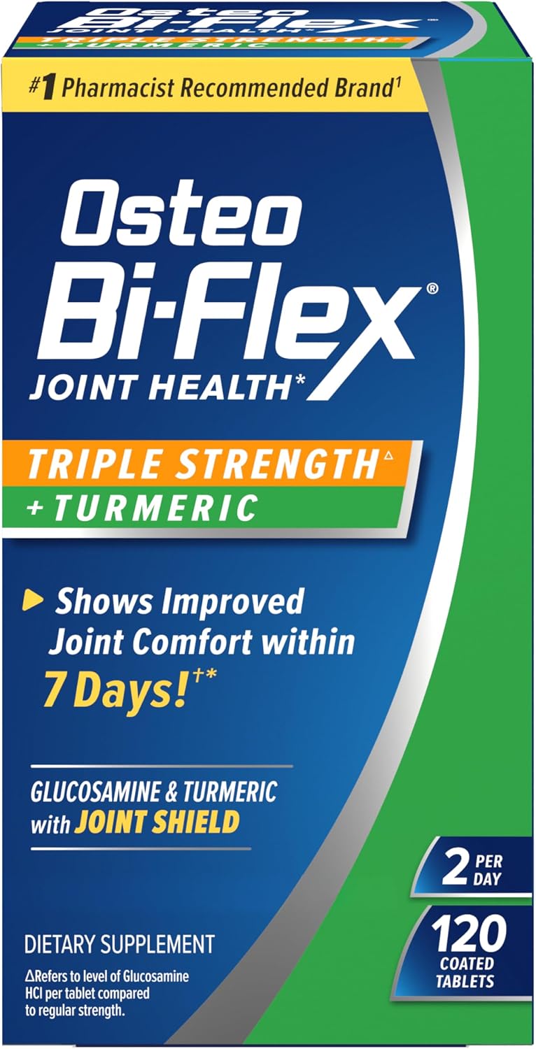 Osteo Bi-Flex Triple Strength Glucosamine Supplement with Turmeric Extract | Improve Joint Function, Antioxidant Power, 80 Coated Tablets