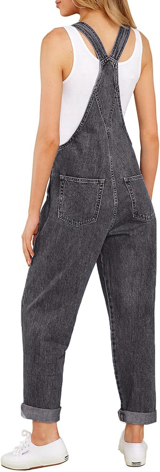 LookbookStore Denim Overalls for Women Dressy Stretch Bib Jean Jumpsuits