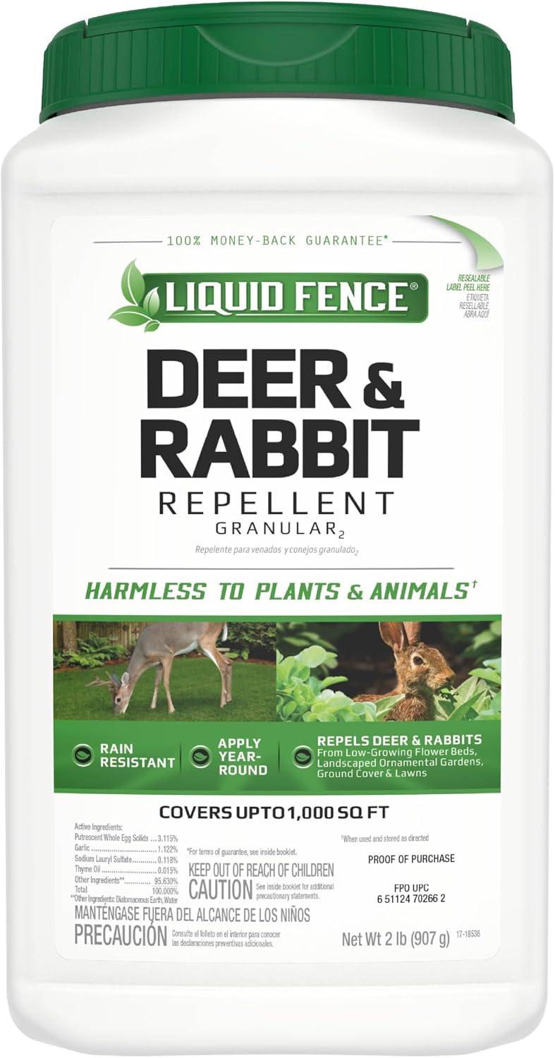 Liquid Fence Deer And Rabbit Repellent Granular 2 Pounds, Apply Year-Round