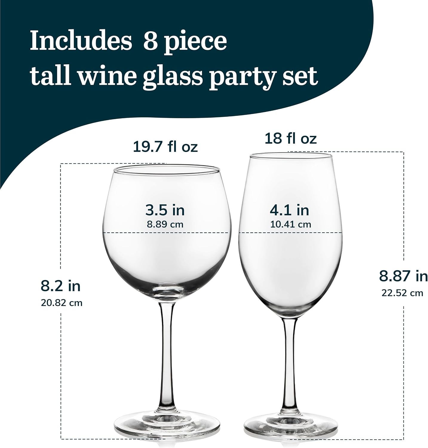 Libbey Vineyard Reserve Wine Glasses Set of 12, Red & White Clear Stemware | 119.7 oz and 18 oz Capacities Designed to Enhance Wine Flavors with Dishwasher-Safe Cleanup