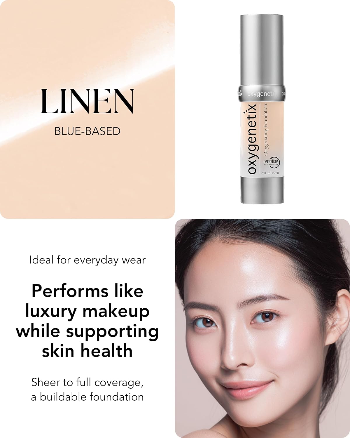 Oxygenetix Oxygenating Foundation – Pearl | Breathable Makeup, Buildable Coverage with Weightless Feel, Longwear Foundation, Safe for Sensitive or Laser-Treated Skin