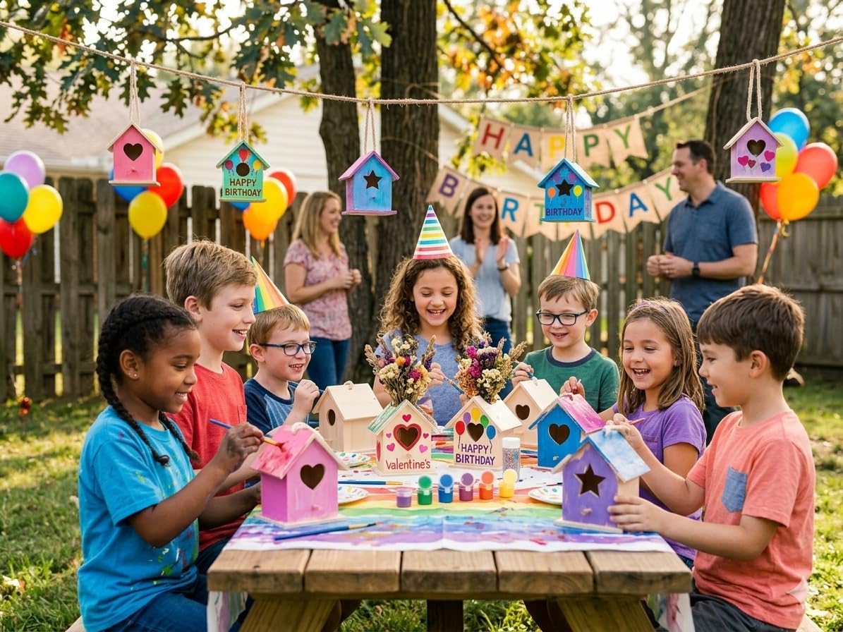 12 Pack DIY Bird House Kits for Kids to Paint, Unfinished Wooden Birdhouse | Bulk Birdhouses for Adults, Fully Assembled Ready to Decorate