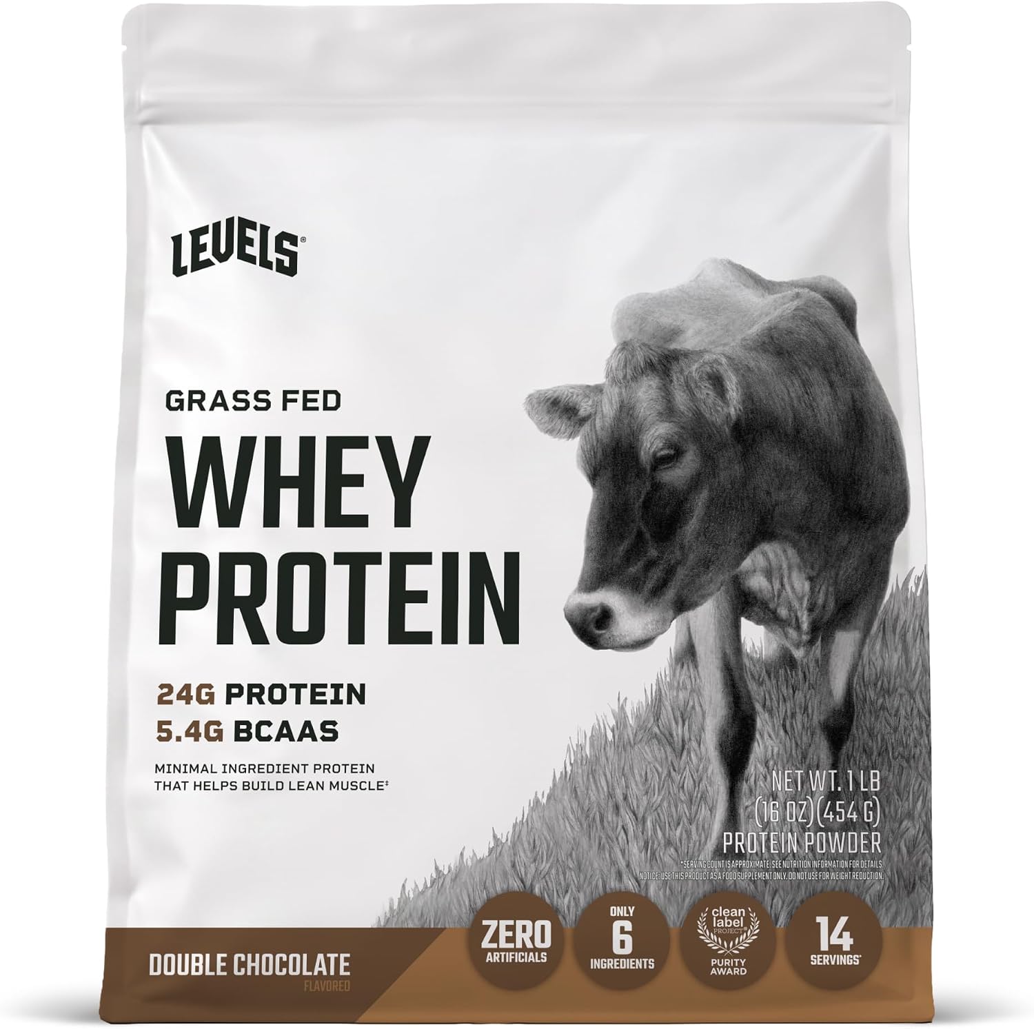 Levels Whey Protein Powder, No Artificial Ingredients, Pure Chocolate, 5LB | 24G of Protein, 5.4G BCAAs, Clean Ingredients, Hormone Free Dairy, No Fillers, No Added Sugar, No Junk