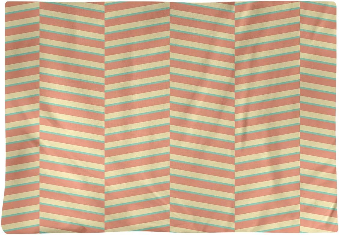 Dana Strider Three Color Fractured Stripes Table Placemat, 18 x 14, Green Orange & Yellow
