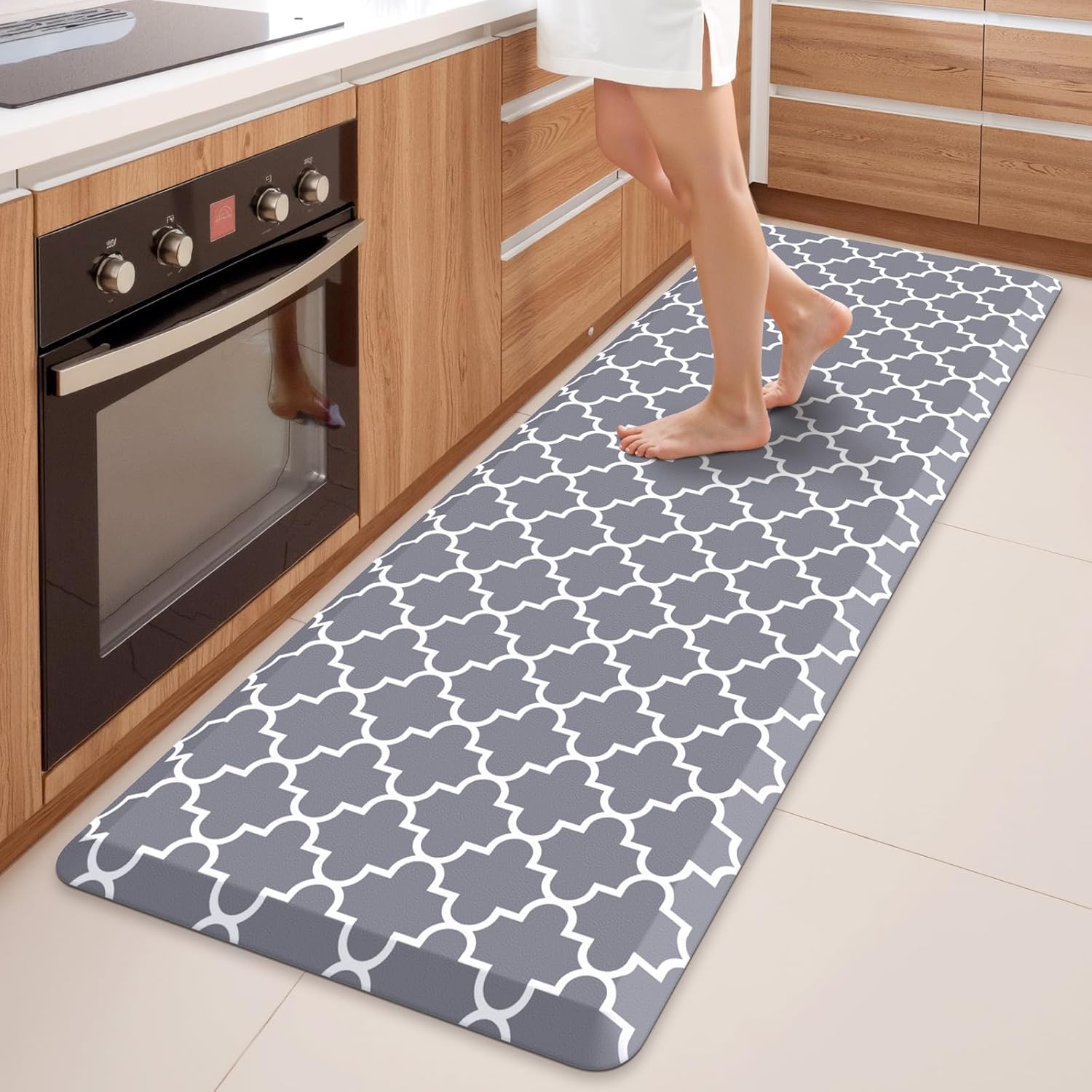 WISELIFE Kitchen Mats and Rugs Cushioned Anti-Fatigue, 17.3"x 60", Grey
