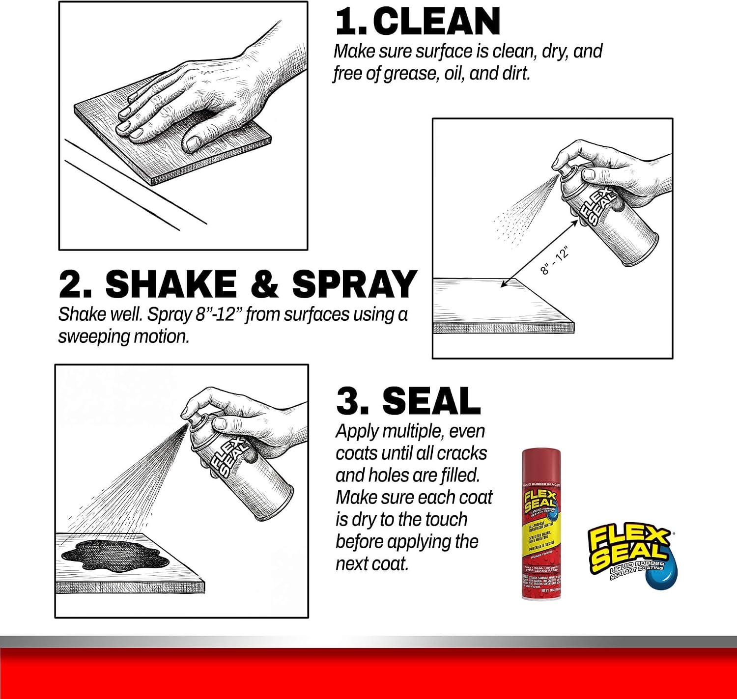 Flex Seal, 14 oz, 2-Pack, Black, Stop Leaks Instantly, Waterproof Rubber Spray On Sealant Coating, Perfect for Gutters, Wood, RV, Campers, Roof Repair, Skylights, Windows, and More