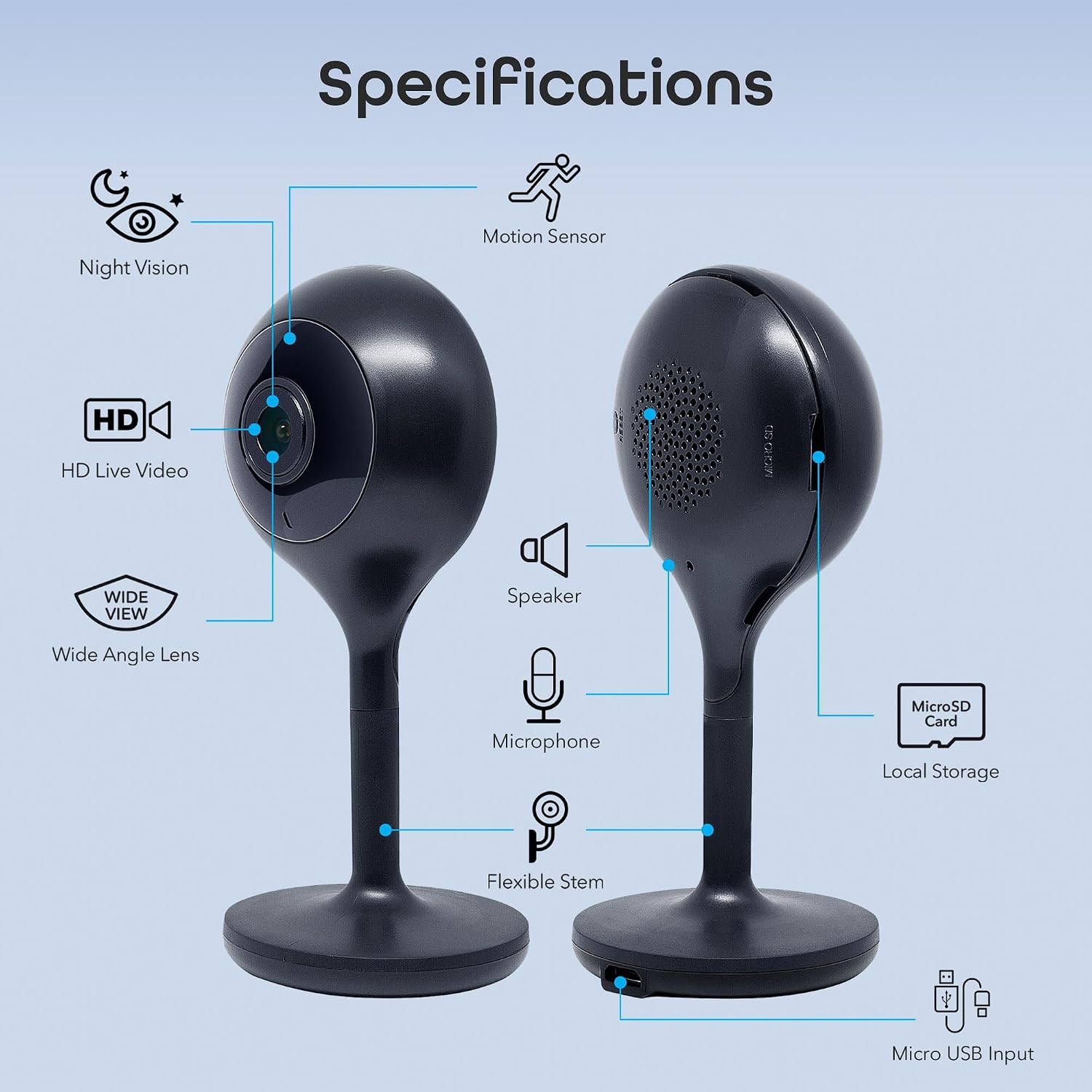 Geeni Look 1080p Indoor Camera, Full HD Wi-Fi & Motion Detection, 2-Pack | 2-Way audio, night vision, works with Alexa & Google Home