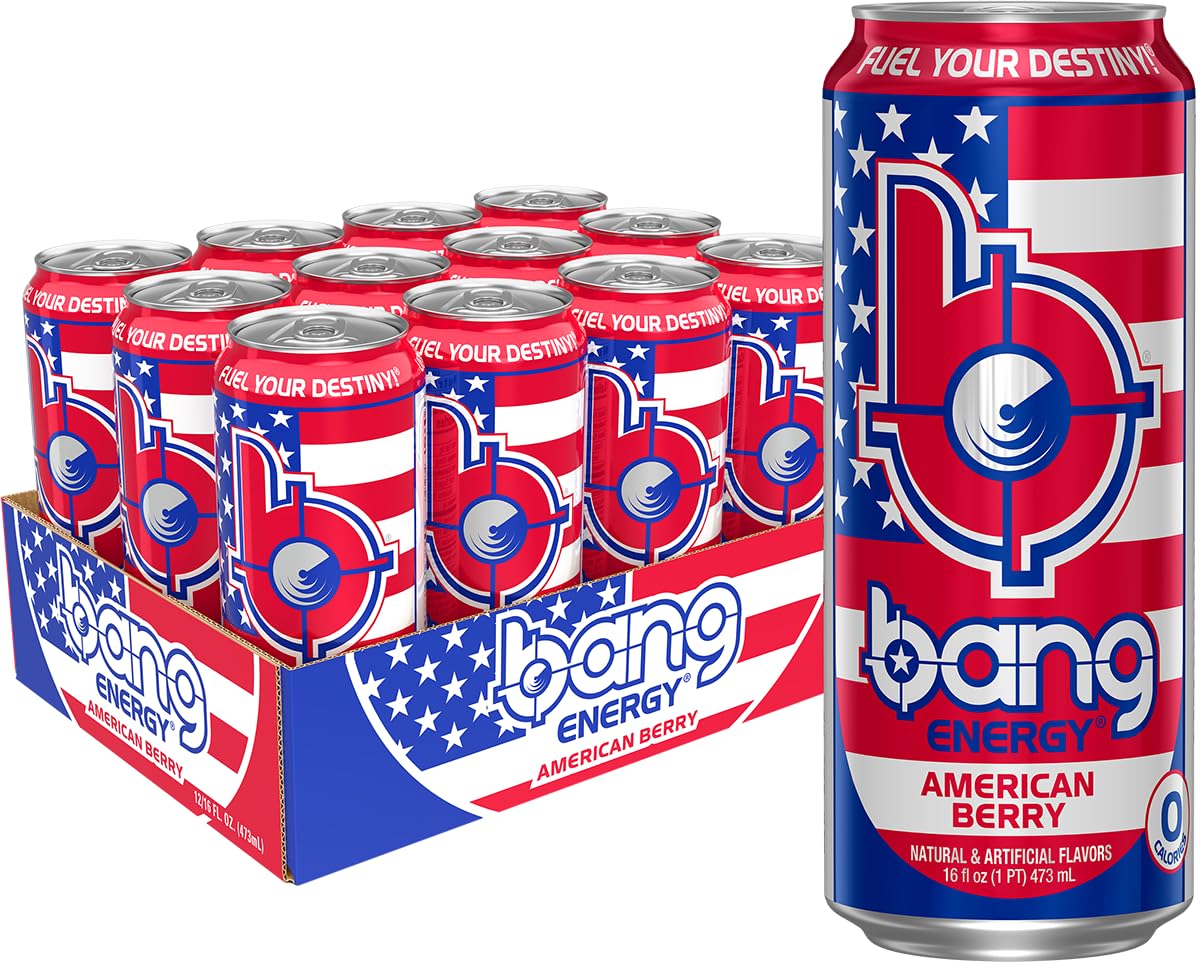 Bang Energy Blue Razz, Sugar-Free Energy Drink, 16-Ounce | Pack of 12