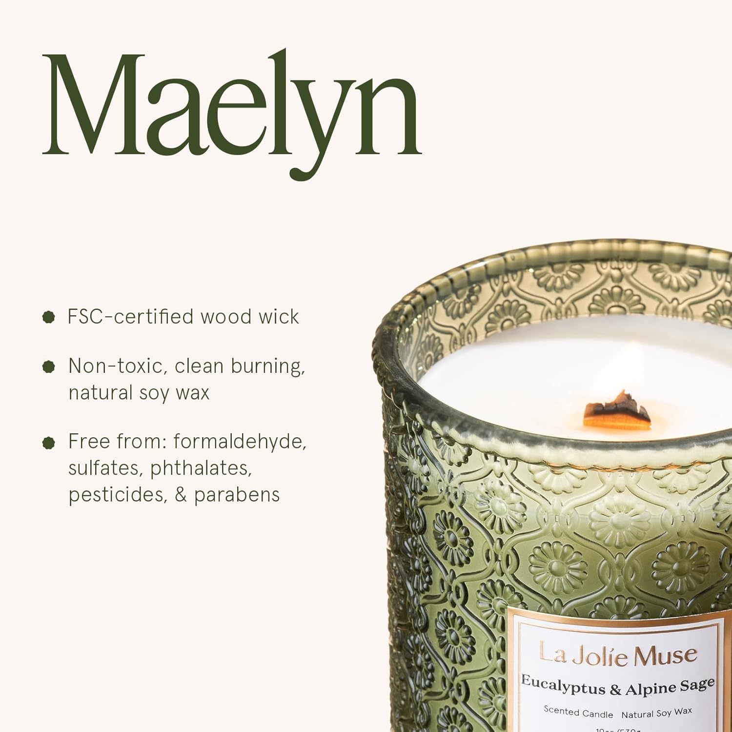 LA JOLIE MUSE Starlit Fir Pine Scented Candles for Home,19 oz Natural Soy