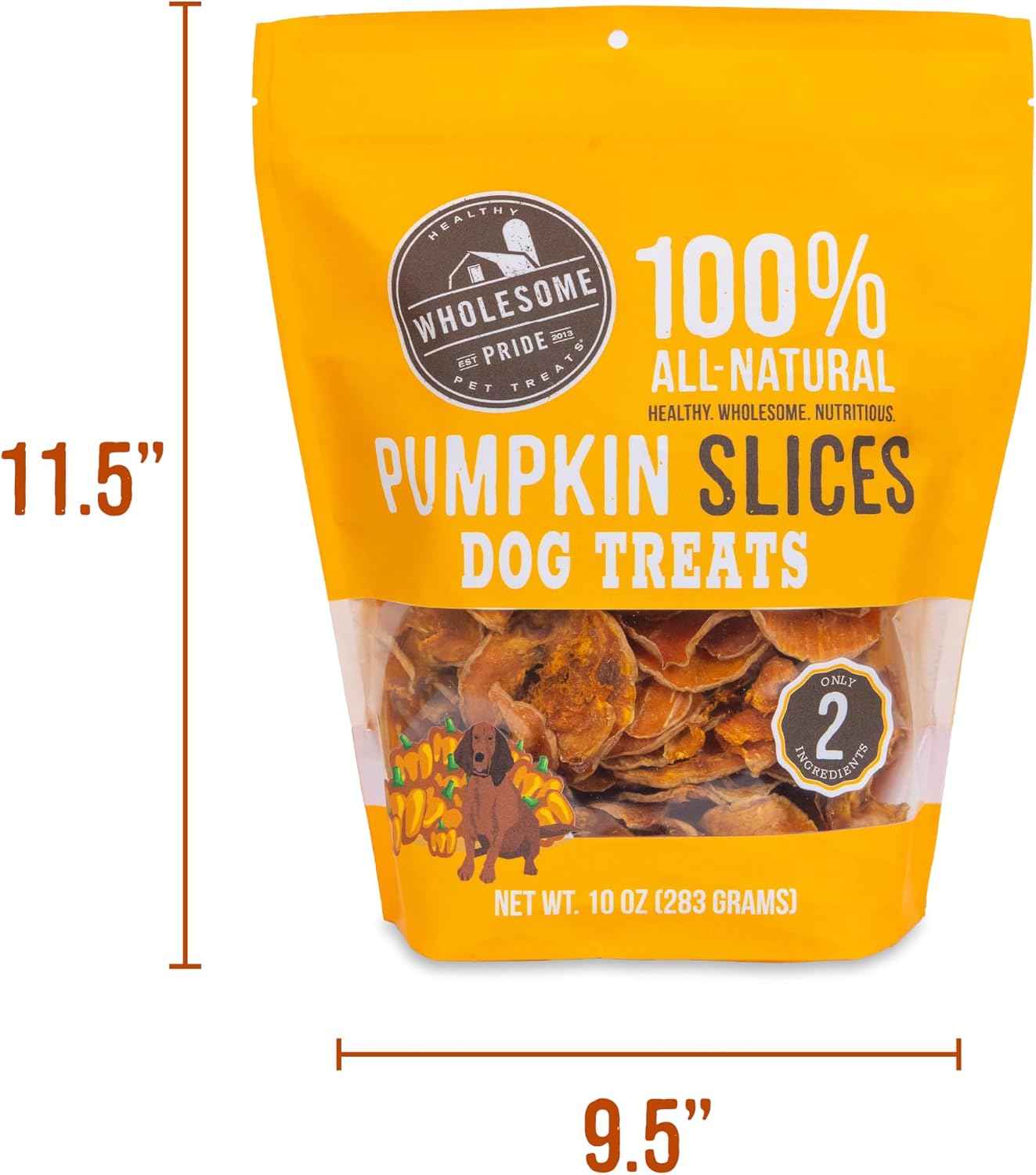 Wholesome Pride Banana Bites Dog Treats – 2-Ingredient Banana Chips for Dogs, Grain-Free, Banana & Coconut Oil, 8 oz