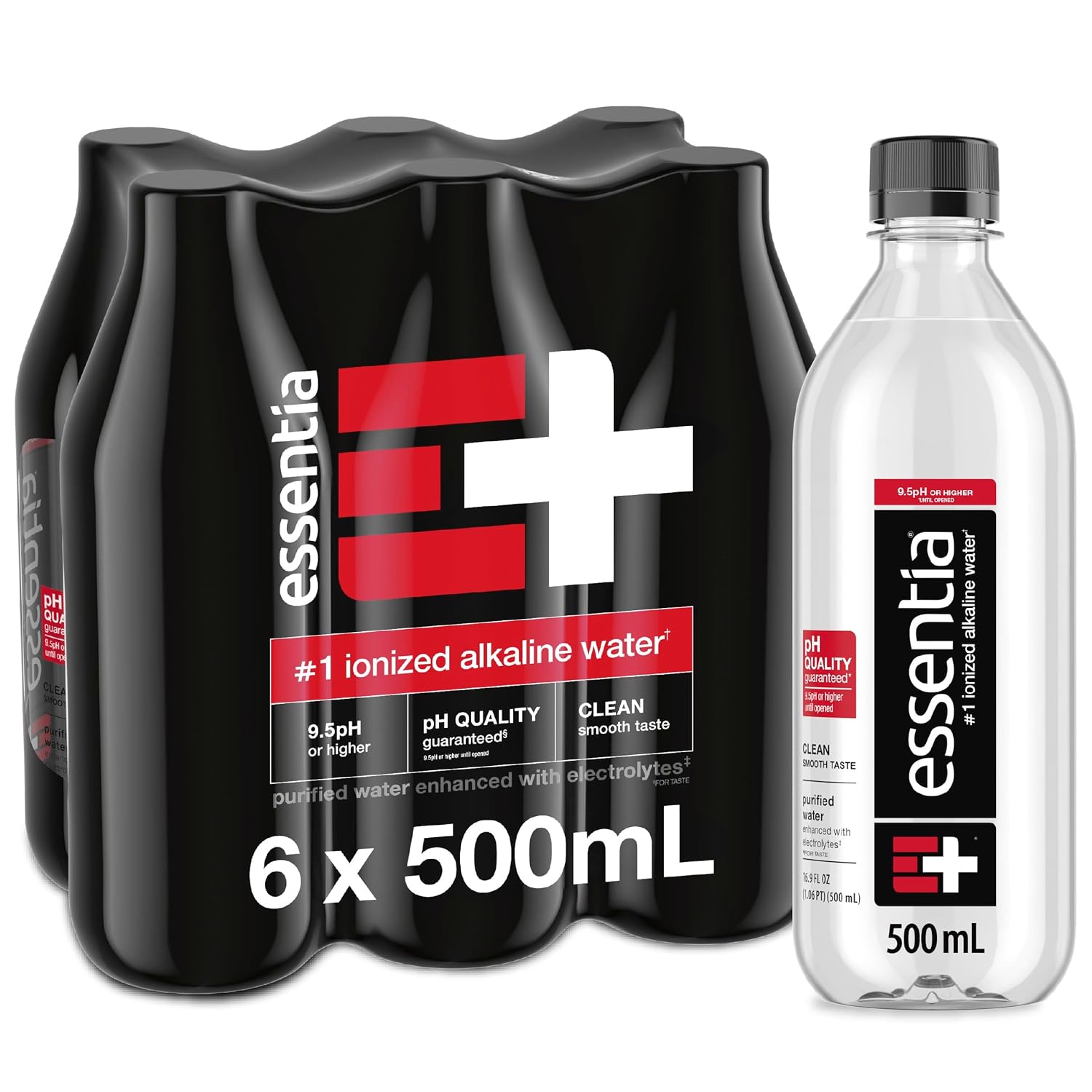 Essentia Water LLC, Ionized Alkaline Bottled Water; 99.9% Pure, Infused with Electrolytes, 9.5 pH or Higher a Clean, Smooth Taste, 20 Fl Oz (Pack of 24)