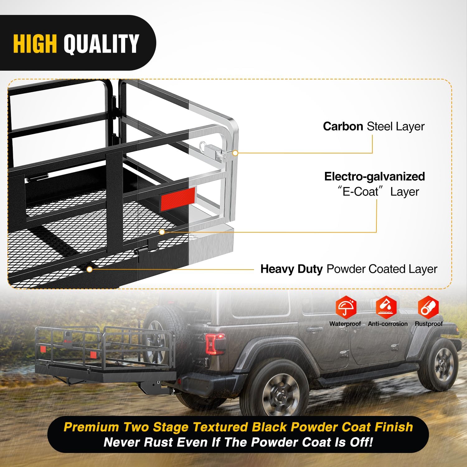 Nilight 32”×26”×4” RV Bumper Mounted Cargo Rack Carrier with Net Fits 4-inch or 4-1/2-inch Bumpers Heavy Duty Luggage Holder Basket for RV Camping Traveling Capacity 350LBS