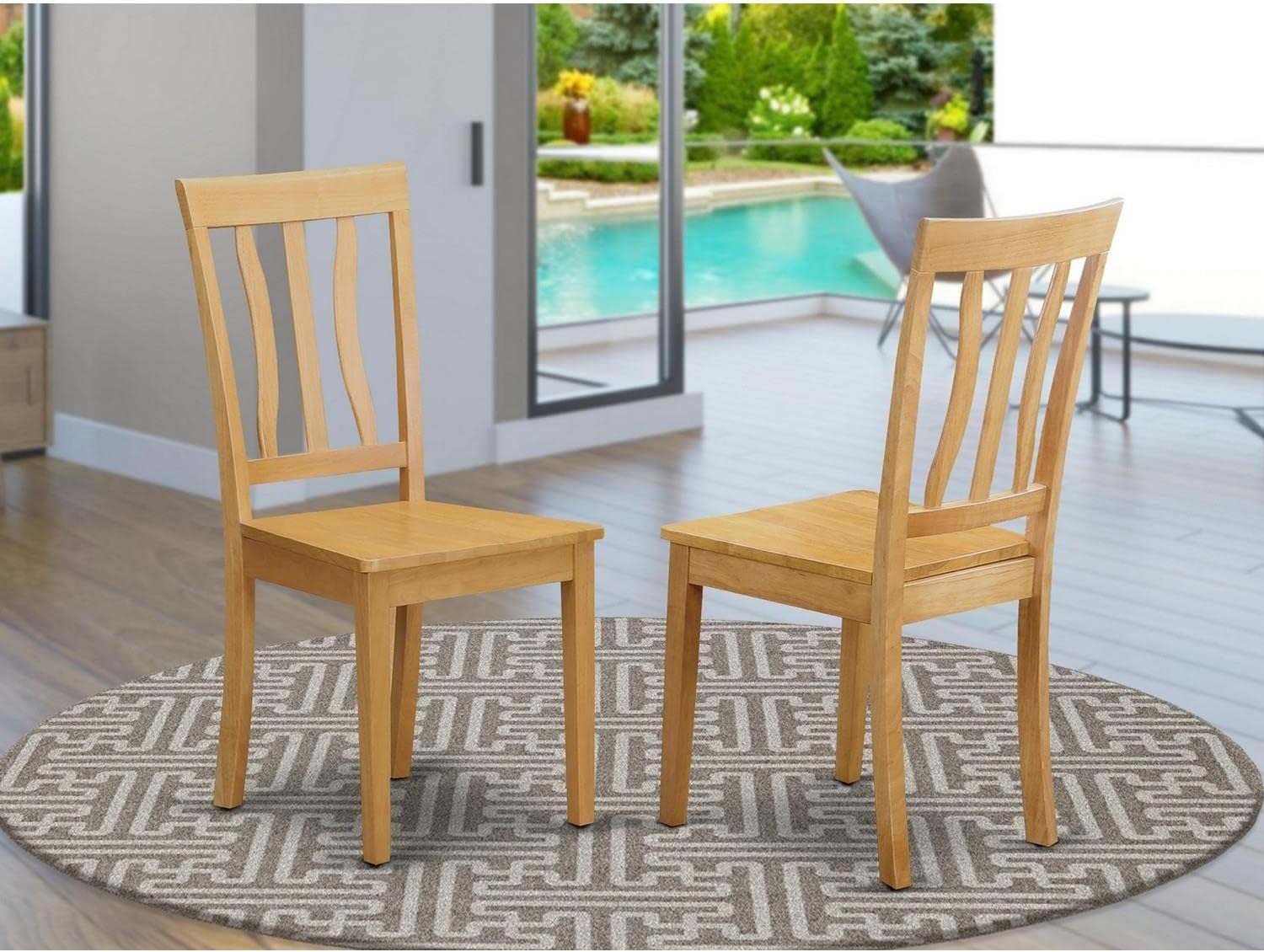 East West Furniture ANC-WHI-W Antique Dining Room Chairs - Slat Back Solid Wood Seat Chairs, Set of 2, Buttermilk & Cherry
