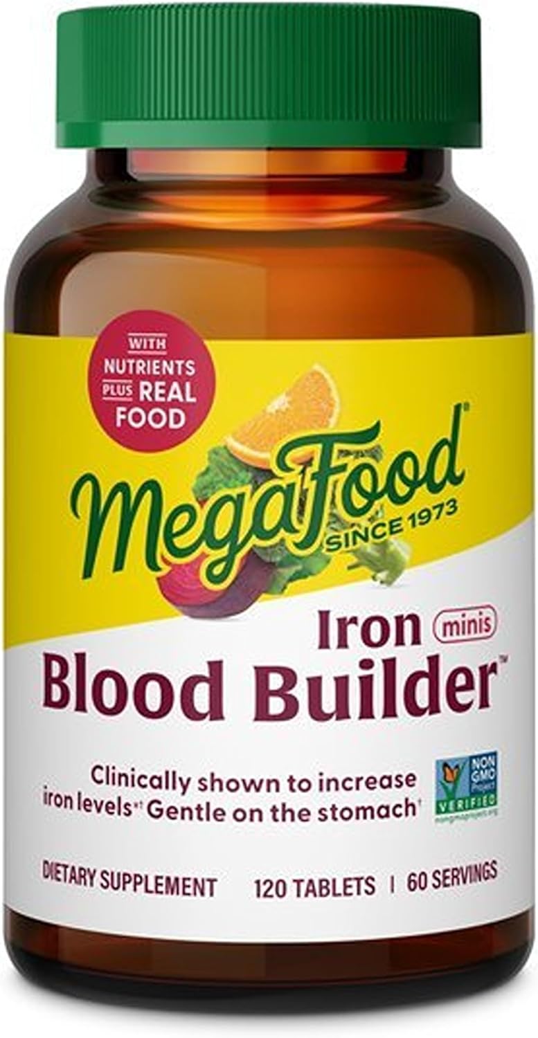 MegaFood Blood Builder Iron Supplement, Energy Support, 72 Mini Tablets