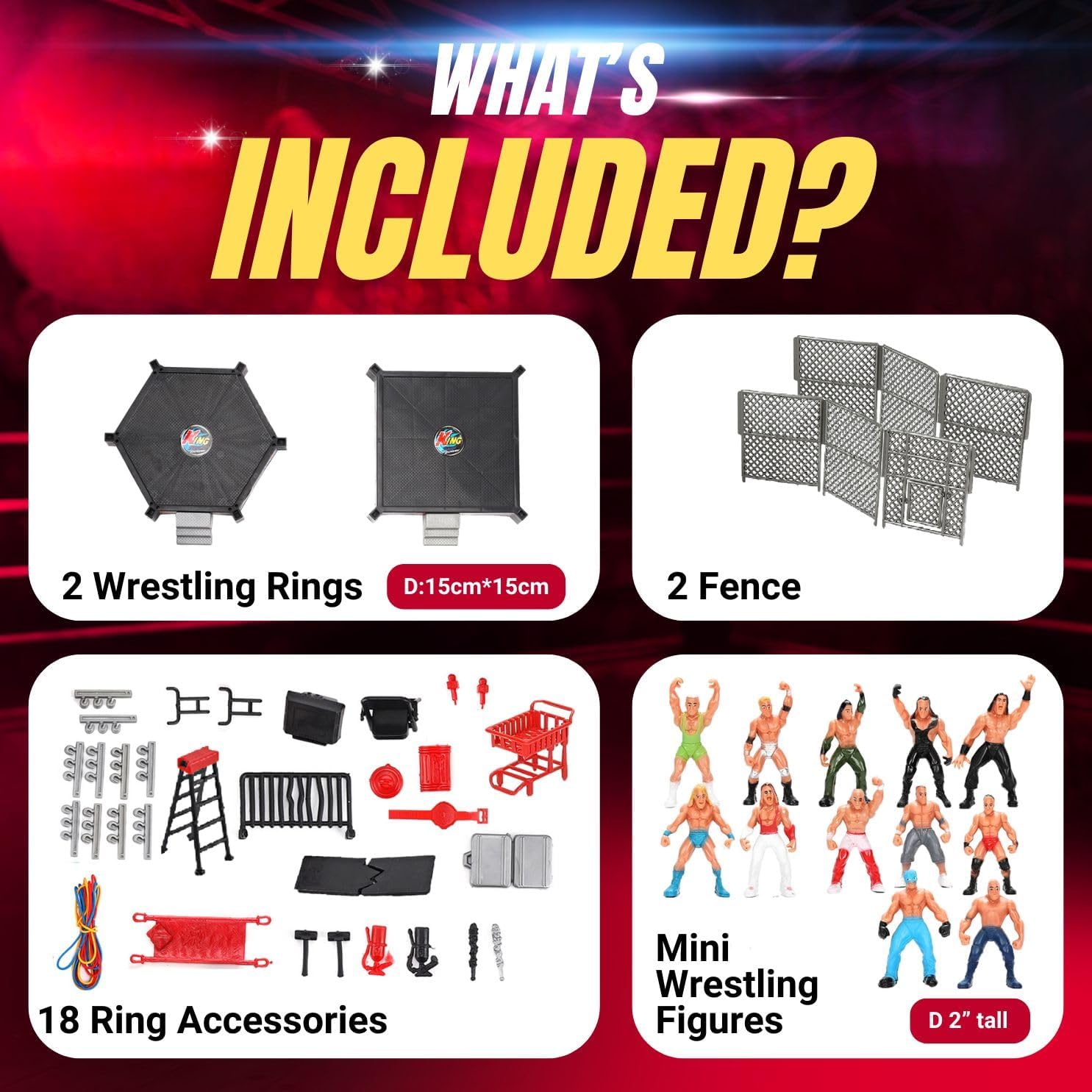 Liberty Imports Ultimate 32-Piece Wrestling Miniature Toys for Kids Pretend Play