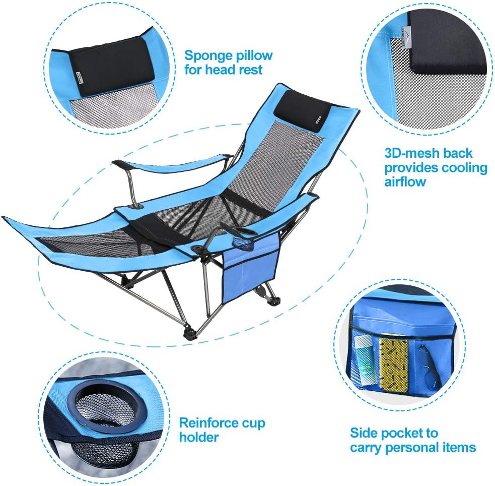 OUTDOOR LIVING SUNTIME Camping Folding Portable Mesh Chair with Removabel Footrest…