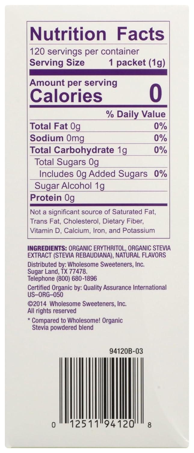 Wholesome Sweeteners Organic Stevia Packets, 75 Count, 1 Case, (Packaging May Vary)