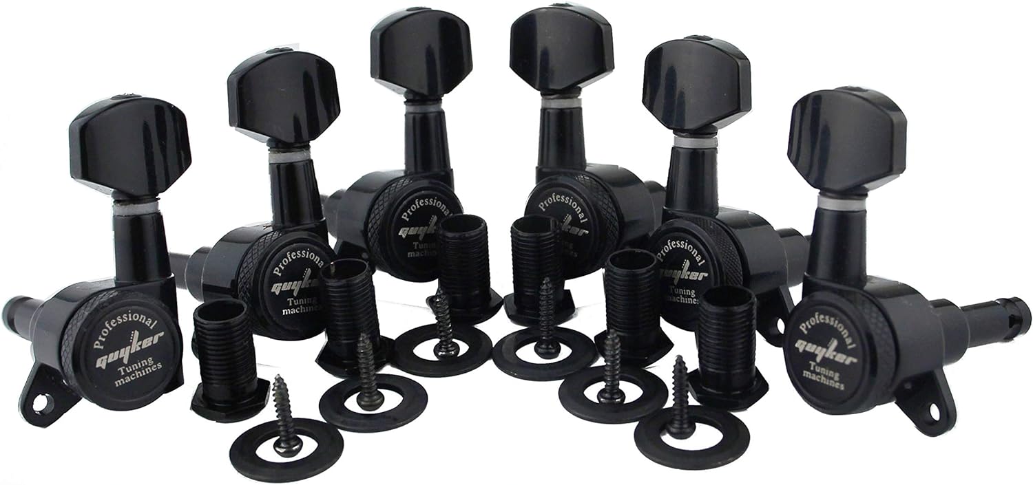 Guyker Guitar Locking Tuners (6 for Right) - 1:18 Lock String Tuning Key Pegs Machine Head with Hexagonal Handle Replacement for ST TL SG LP Style