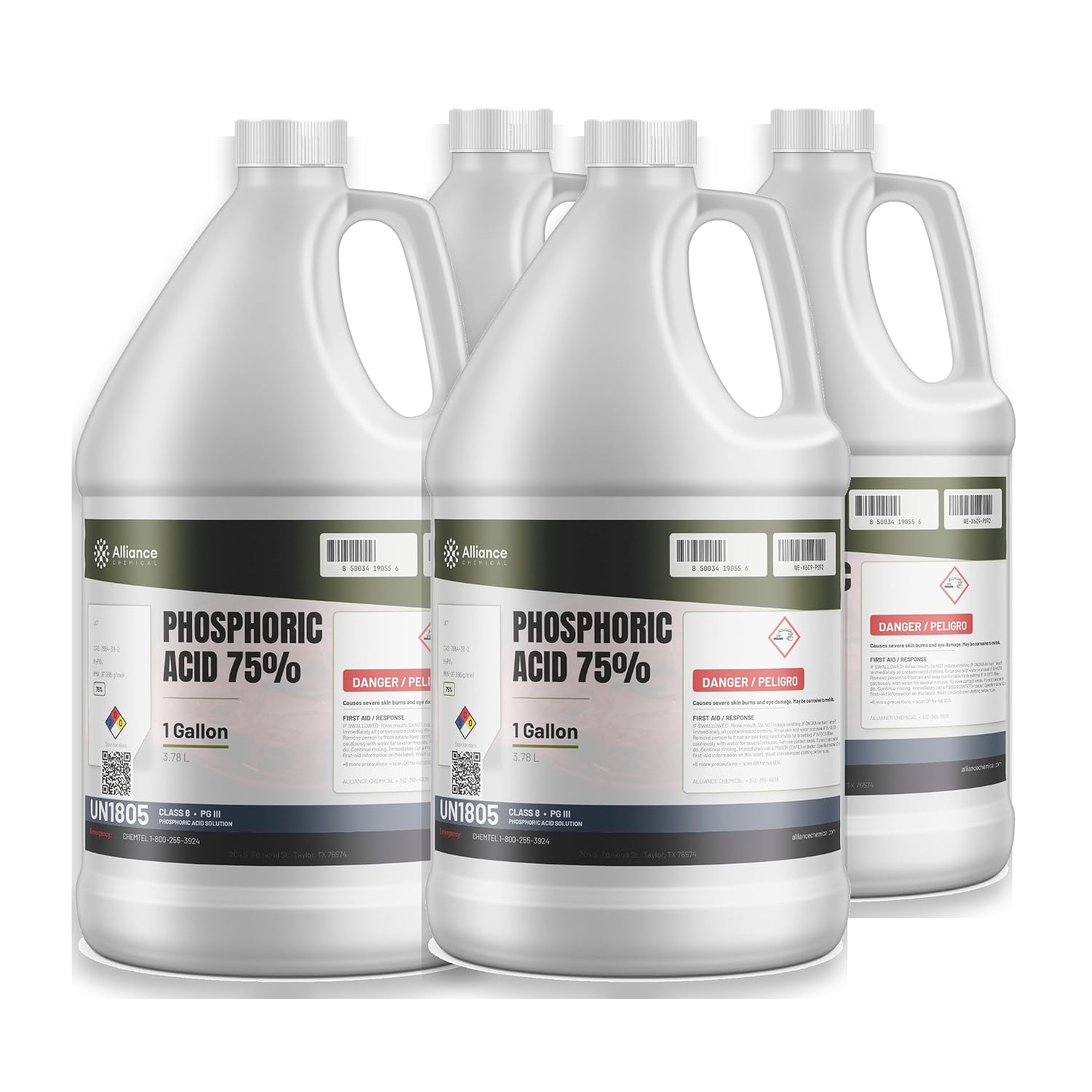 Phosphoric Acid 75% - 1 Gallon - Phosphoric Acid Cleaner for pH Control, Corrosion Inhibitor, Activating Agent, and Agriculture - Made in America - Alliance Chemical