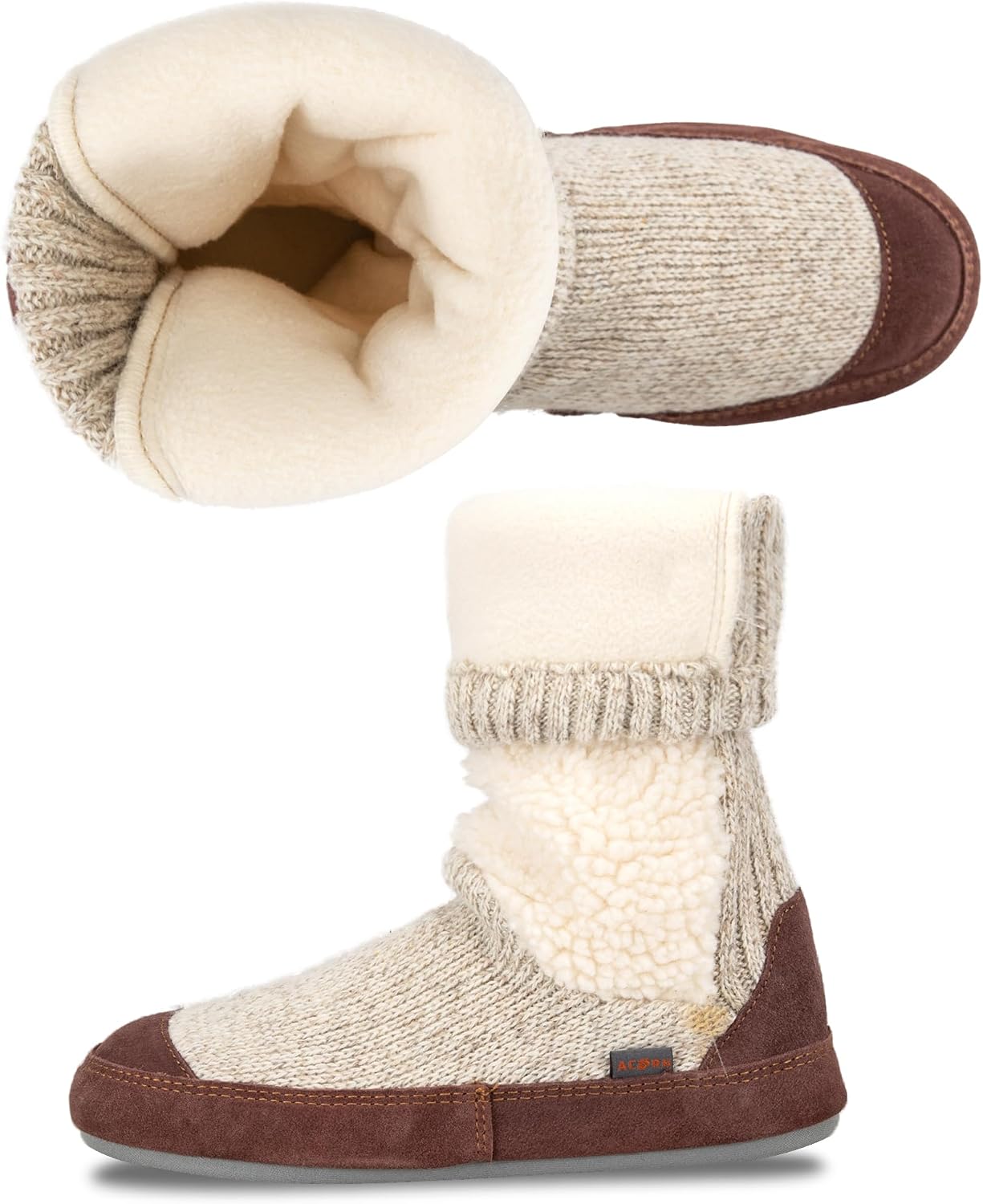 Acorn Slouch Boots Slippers for Women - Comfy, Memory Foam, Non-Slip, Durable, Mid-Calf House Slipper with Indoor/Outdoor Sole