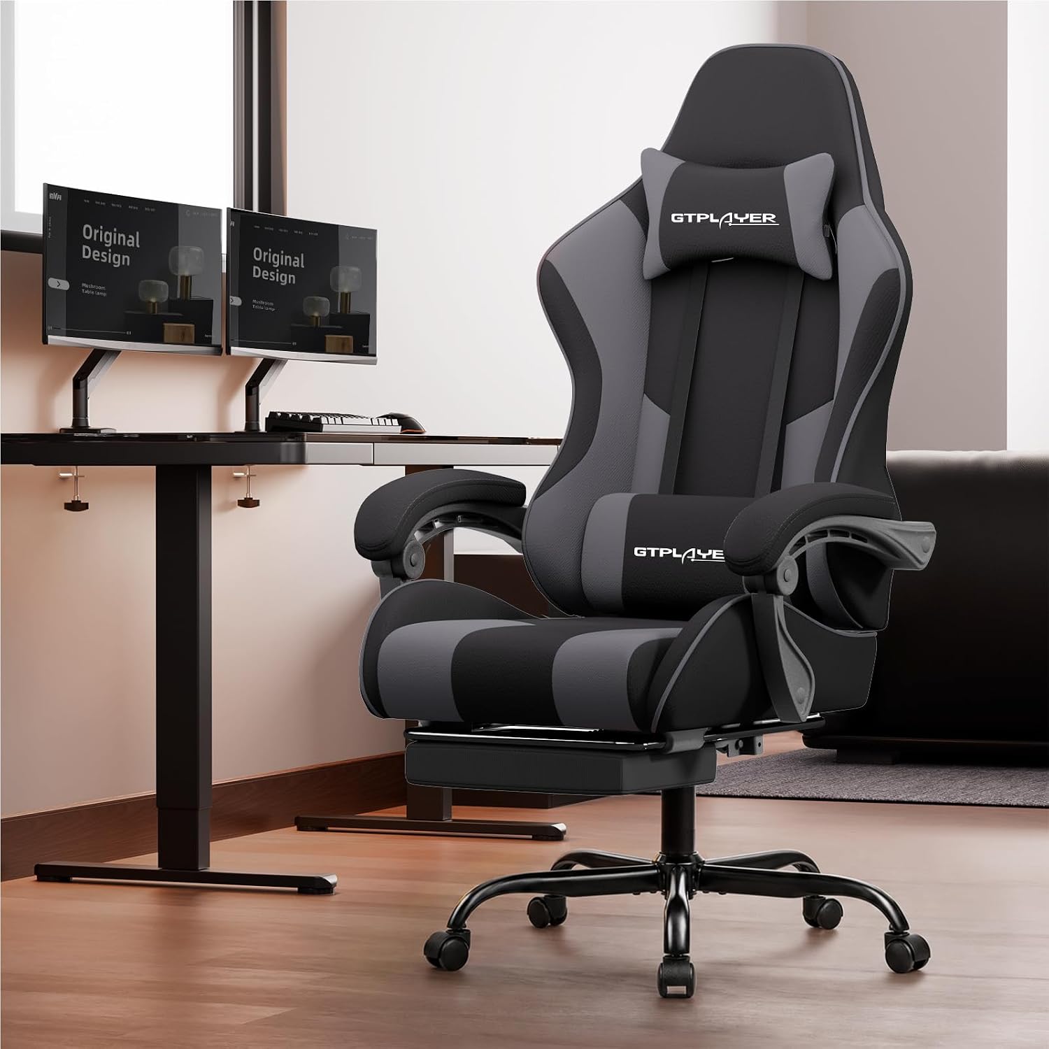 GTPLAYER Gaming Chair, Computer Chair with Footrest and Lumbar Support