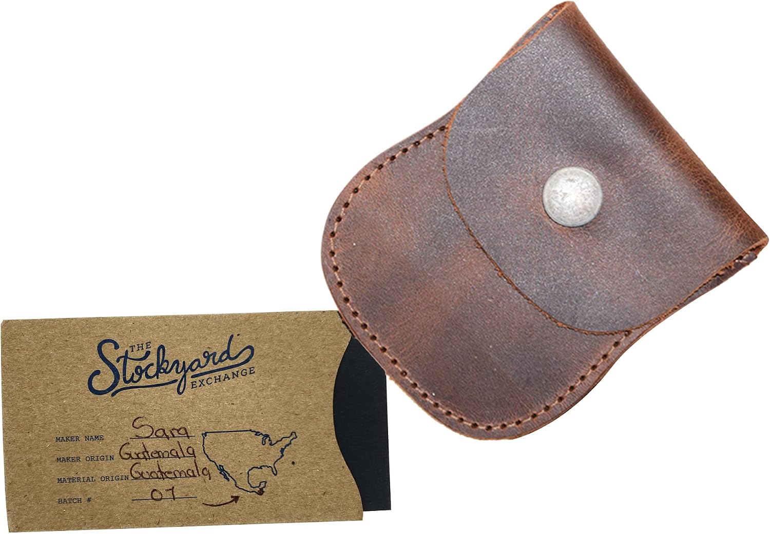 Hide & Drink, Curvy Coin Pouch, Pocket Case for Pennies, Rustic Bag, Travel Accessory, Full Grain Leather, Handmade, Bourbon Brown