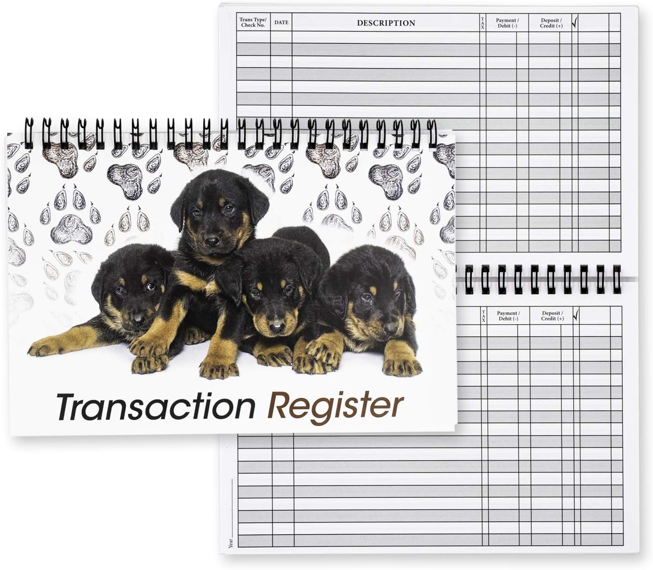 Side Spiral Bound Puppies Checkbook/Transaction Register