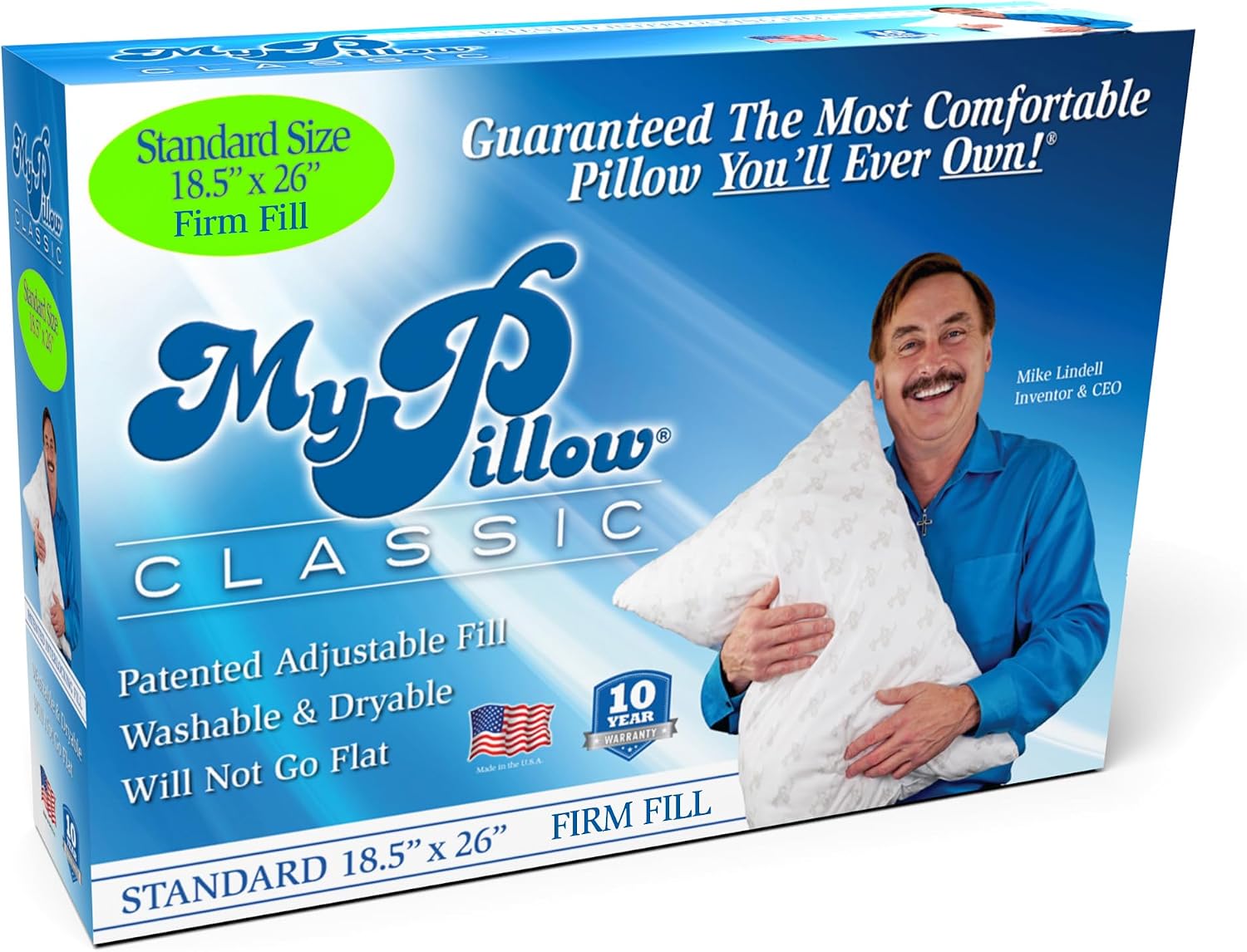 MyPillow Bedding Bed Pillows for Sleeping Standard Size, Perfect for Back, Stomach or Side Sleepers - My Pillow Classic Pillow [Standard, Firm]