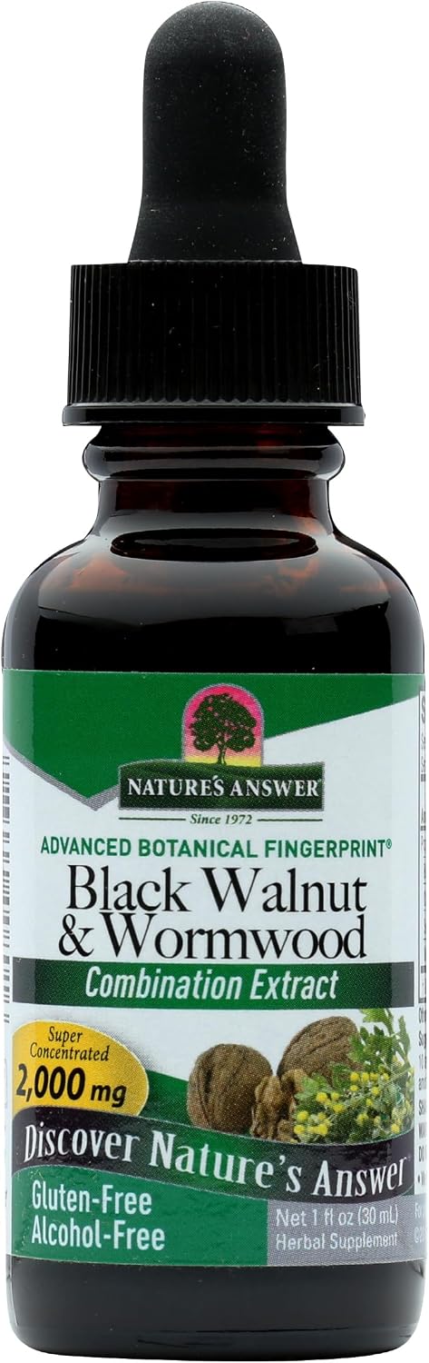Natures Answer Black Walnut and Wormwood 1 oz 30mL 200mg. Extract, Liquid,promotes digestion,Vegetable Glycerin And Purified Water