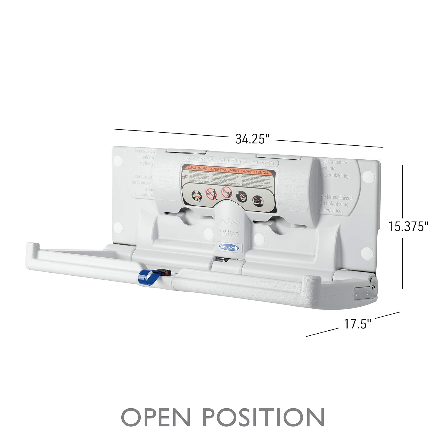 SafetyCraft Horizontal Wall-Mounted Baby Diaper Changing Station - Easy to Clean